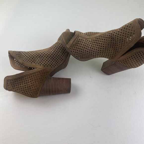 Lucky Brand Women Leather Upper Open Toe High Heel Ankle Booties Size 9 W/39 - Picture 6 of 16